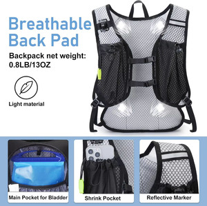 Chaleco de Hidratación Ligero, Impermeable, Portátil, Duradero, de Poliéster y Nailon Transpirable para Senderismo, <span class=keywords><strong>Trail</strong></span> <span class=keywords><strong>Running</strong></span>, Maratones y Ciclismo - Product Image 3