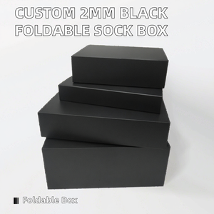 Boîte de vente au détail pliable magnétique en carton noir de 2 mm d'épaisseur, personnalisée en gros, avec doublure en éponge, matériaux recyclés, finition mate - Product Image 2