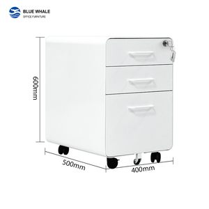 Archivador Metálico de Oficina con Ruedas, Pedestal Móvil de Acero con 3 Cajones - Product Image 3