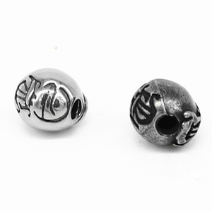 yunnique Retro Six Syllable Mantra 10mm Stainless Steel Bead Round <b>Spacer</b> For Bracelet Making Jewelry Findings Components - Product Image 5