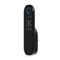 Bloqueo inteligente de huellas dactilares APLICACIÓN TTLOCK, huella dactilar, código, tarjeta RFID, llave mecánica Diente azul y bloqueo WiFi Aleación de aluminio negro