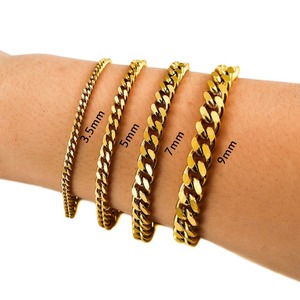 Pulsera de Cadena Cubana de Acero Inoxidable Chapada en Oro para Hombre y Mujer, Tobillera de Alta Calidad, Joyería Metálica para Muñeca - Product Image 5