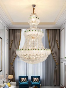 <span class=keywords><strong>Grand</strong></span> lustre en cristal haut de gamme de luxe pour le salon plafond en verre Villa duplex maison auto-construite lumière de luxe à mi-étage - Product Image 3