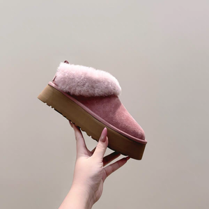 Women's Suede Genuine Platform Mules Winter Warm Fashion Rubber Outsole Wool Midsole Lazy Cozy Indoor Outdoor Fur - Product Image 4