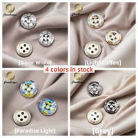 Kancing Datar Bulat 4 Lubang, Kancing Jahit Berlian Imitasi Bersegi untuk Pakaian, Mantel, Tas, Aksesoris Dekoratif Fashion