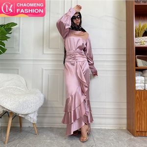 2237# Elegant New Design Top and Skirt One Set Thick Satin Fashion Long Sleeve Modern Muslim Woman Clothing - Product Image 1