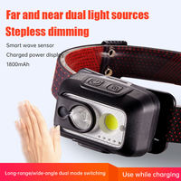 Lampe frontale puissante, étanche, rechargeable, LED COB, détecteur de mouvement, gradation progressive, pour le camping en plein air, la randonnée