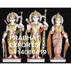 Estatua Artesanal de Mármol de Ram, Sita y Lakshman, Escultura Tradicional del Templo Hindú para Decoración del Hogar, Mandir o Jardín, Suministro al por Mayor - Product Image 1