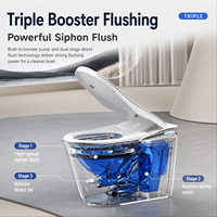 Toilette intelligente automatique de luxe monobloc avec ouverture automatique du couvercle, chasse d'eau par capteur au pied et désodorisation