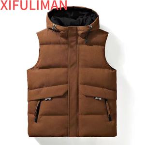 Otoño Invierno Unisex Popular con capucha Jacquard chaleco suelto grueso algodón cálido versátil parejas Chaleco con decoración de logotipo - Product Image 1