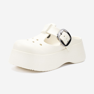 Women's Thick Sole EVA <b>Clogs</b> Mary Jane Style Closed Toe Sandals Summer Wear Resistant Non Slip Milky White 35-38 - Product Image 5