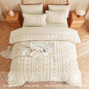 シンプルスタイル 100% ポリエステル 300TC エコフレンドリー 7点キルトセット 1枚掛け布団カバー <span class=keywords><strong>2</strong></span>枚枕カバー 1枚ベッドシーツ オールシーズン対応 - Product Image 5