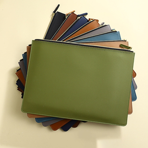 PU da A4 tập tin thư mục không thấm nước Dây Kéo Túi tài liệu công suất lớn kinh doanh Cặp tài liệu hội nghị nhiều màu sắc tập tin Pouch - Product Image 2