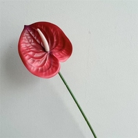 Susunan Bunga Anthurium PU Real Touch untuk Dekorasi Rumah Hari Ibu Natal Tahun Baru Halloween
