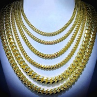 Collier Chaîne Cubaine Tendance Hip Hop en Argent 925 et Or Massif 10K, Accessoire Scintillant avec Diamants Moissanite Sertis