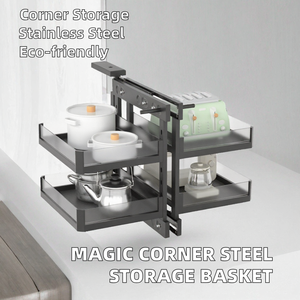 Stainless Steel Magic Corner Pull Out Basket Modern Eco Friendly Universal Storage for <b>Kitchen</b> <b>Cabinet</b> - Product Image 2