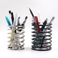 Porte-stylo à ressort en acier inoxydable noir mat, en acier au carbone, à ressort en spirale