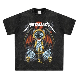 T-shirt girocollo lavorata a maglia nuova t-shirt a maniche corte lavata a maniche corte Rock Hip-Hop Heavy <span class=keywords><strong>Metal</strong></span> oversize Fit - Product Image 1