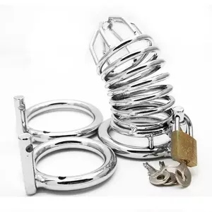 大人のケージ膀胱カテーテルステンレス鋼の欲望制御リングは愛を作る大人の製品男性の純血症ケージデバイス - Product Image 3