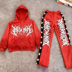 Conjunto de Chándal de Felpa Francesa de Algodón de Diseño OEM 2026, Ajustado y de Alto Gramaje, con Bordado de Chenilla Personalizado de Dos Piezas para Hombre - Product Image 1