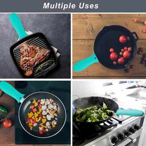 Juego de 4 piezas de protectores de silicona ecológicos antideslizantes con funda de agarre resistente al calor para utensilios de cocina - Product Image 3