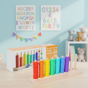 Juego <span class=keywords><strong>de</strong></span> anillos <span class=keywords><strong>de</strong></span> arcoíris <span class=keywords><strong>de</strong></span> madera Montessori para bebés, clasificación <span class=keywords><strong>de</strong></span> colores, cuentas educativas para contar, juguetes <span class=keywords><strong>de</strong></span> aprendizaje <span class=keywords><strong>de</strong></span> matemáticas, material didáctico - Product Image 1