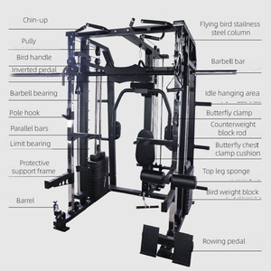 Machine Smith multifonctionnelle avec support pour haltères : cadre de portique robuste pour les squats, la musculation et l'entraînement complet du corps à domicile - Product Image 3