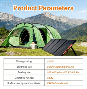Panneau solaire portable pliable Alecter Emergency Power 400W 40V USB QC Type-C IP67 étanche 23% haute efficacité 4 béquilles - Product Image 2