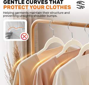 Cintres en velours premium antidérapants, cintres à vêtements floqués fins, cintres en feutre gain de place pour manteaux - Product Image 4