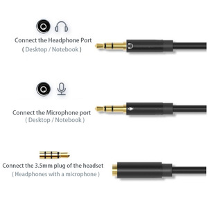 2022 Dual 3.5mm Male to 3.5mm Female Gold Plated Headset Splitter Cable to <strong>PC</strong> for Computer, Notebook, <strong>Speaker</strong>, Earphone, etc. - Product Image 3