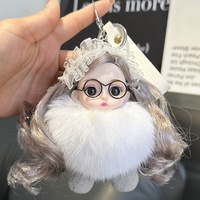 Porte-clés de voiture en peluche douce et légère, motif renard de dessin animé fait main, pendentif de sac à dos, cadeau pour couple