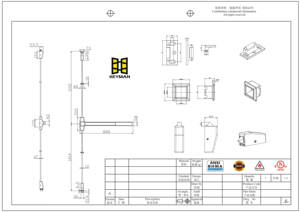 Dispositif de panique en acier inoxydable KEYMAN Barre de poussée double coupe-feu pour tige verticale Surface de porte de sortie Dispositif de sortie de tige verticale - Product Image 6