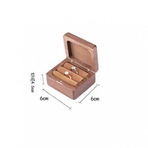 Walnut Wood <b>Ring</b> Box 6x6x4.5cm Square Luxurious Jewelry <b>Storage</b> For Wedding Diamond <b>Rings</b> - Product Image 1