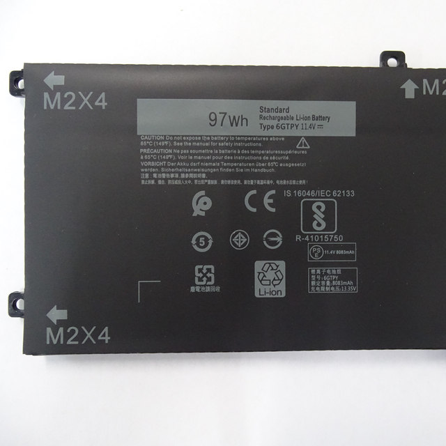 Hot Selling 6GTPY XPS 15 9560 P56F001 I7-7700HQ 9570 P56F002 7590 5XJ28 5D91C Polymer Built-in Laptop Battery