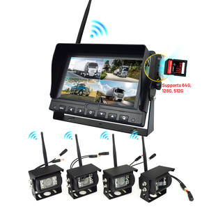 Moniteur 7 pouces avec système de caméra de recul sans fil AI BSD, système de caméra étanche à vision quadruple, système de surveillance sans fil pour véhicule - Product Image 4