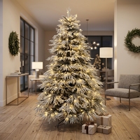 Schneebeflockter Künstlicher Weihnachtsbaum mit Warmweißer LED-Beleuchtung für Innenräume und Feiertagsdekoration
