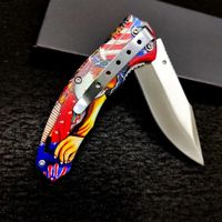 3D-geprinte Amerikaanse vlag ABS Plastic Vouwmes met handvat EDC Draagbare Outdoor Fruit-snijden Camping Zelfverdedigingsmessen