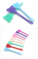 Pinceau applicateur de masque en silicone souple double tête en forme d'ours mignon, couleurs macaron variées, pour le nettoyage des points noirs