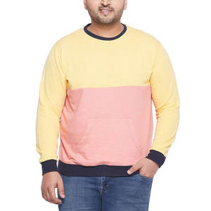 Sweat-shirt à blocs de couleurs jaune et rose pull décontracté unisexe Streetwear Fashion Winter Wear OEM ODM Custom Manufacturer - Product Image 1