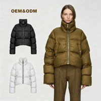 Veste courte matelassée surdimensionnée pour femme, col montant, coupe-vent, personnalisable en usine