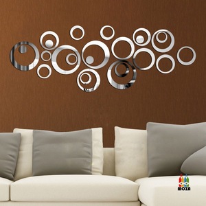 3D <b>Mirror</b> Wall Stickers Circular <b>Acrylic</b> Modern Home Decoration Waterproof Silver Black Gold Red - Product Image 1