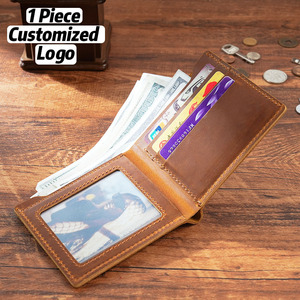 Bolso de tarjeta de visita de patrón sólido de cuero de vaca de alta calidad para hombres con soporte para boletos para <span class=keywords><strong>adolescentes</strong></span> billetera corta - Product Image 1