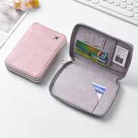 Porte-cartes et passeport transfrontalier en PU avec fermeture éclair, emplacements pour cartes de crédit et cartes de visite, grande capacité, rangement pour billets d'avion, mode voyage