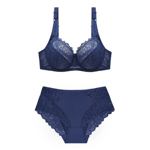 Conjunto de sujetador push-up transpirable sin costuras con estampado floral y copa completa con aros, tallas grandes 34E-44E, con sujetadores transparentes y bragas hipster. - Product Image 6