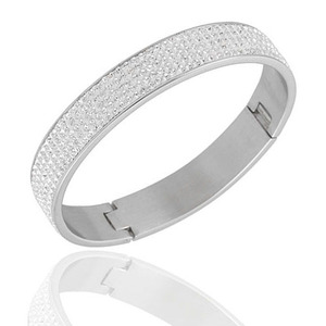 Bracelet en cristal en acier inoxydable 304 blanc avec micro-inserts AB pour femme, à porter au quotidien - Product Image 1