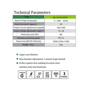 เครื่องเชื่อมอเนกประสงค์ 500P อินเวอร์เตอร์ CO2 MIG/MMA/MAG แบบพัลส์ พร้อมระบบป้อนลวด 380V ของใหม่จากโรงงาน สำหรับลวดเชื่อมแบบตันขนาด 0.8 มม. - Product Image 5