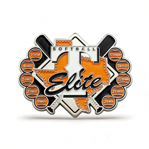 Pins de collection personnalisés pour softball – Logo d'équipe et nom de joueur gravés – Pins sportifs en métal pour souvenirs de tournoi - Product Image 1
