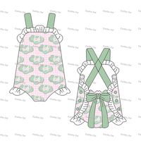 Vêtements pour bébé fille, imprimé floral tissé, été, bébé fille, volants, dentelle à œillets, combinaison de soleil, bébé fille, barboteuse à bulles, tenue pour nourrisson