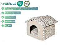 Vente en gros personnalisé best-seller beige chaud velours maison style animal lit respirant canapé animal de compagnie chien chat grotte lit lavable simple
