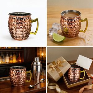 Moscow Mule <b>Mug</b> 401-500ml Stainless Steel Cocktail Beer <b>Mug</b> Durable Pineapple Design - Product Image 3